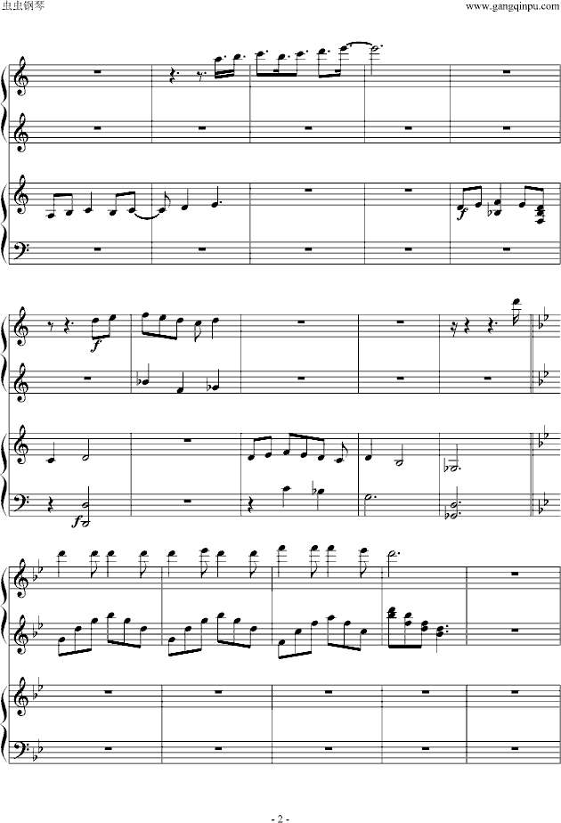 《僵尸新娘》中的四手联弹钢琴曲谱（图2）