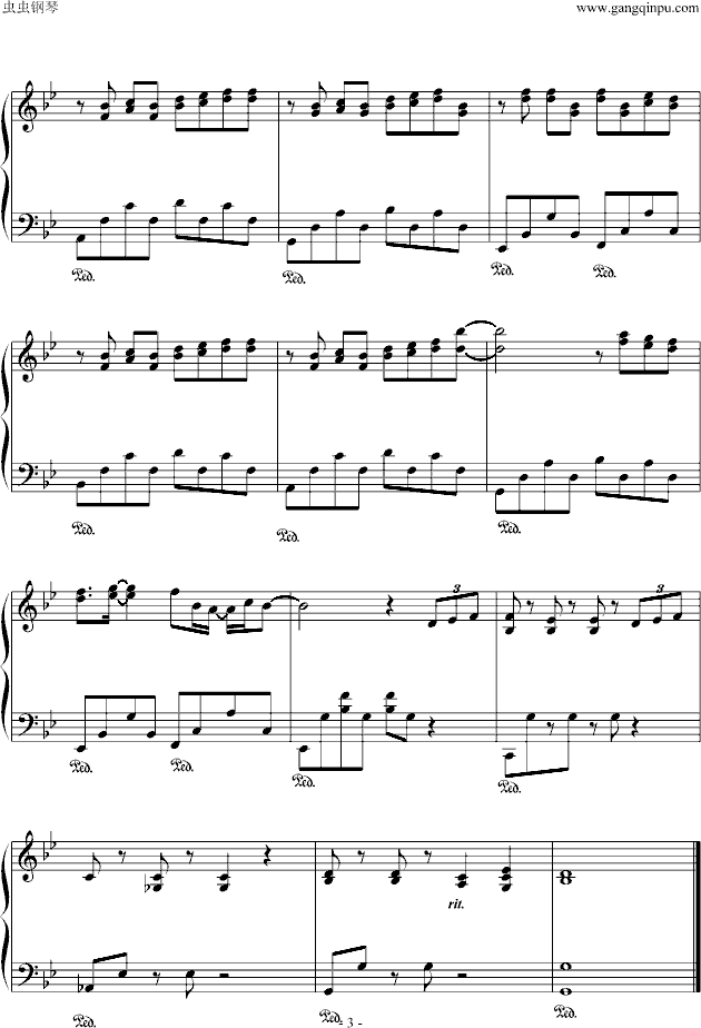 爱情悬崖钢琴曲谱（图3）