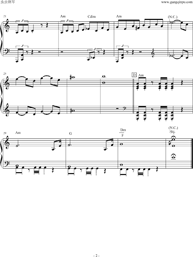 《幽灵公主》原版配乐－7.修羅钢琴曲谱（图2）