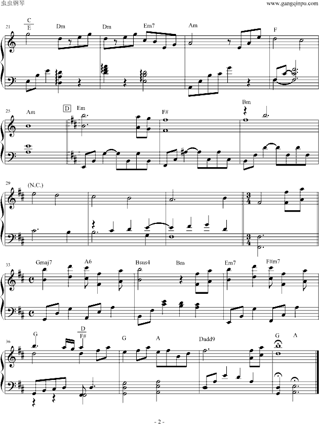 《幽灵公主》原版配乐－4.穢土钢琴曲谱（图2）