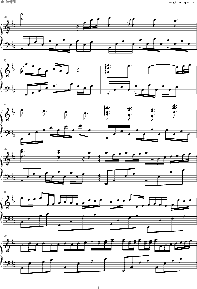 D大调卡农Jeffrey Michael版节选钢琴曲谱（图5）