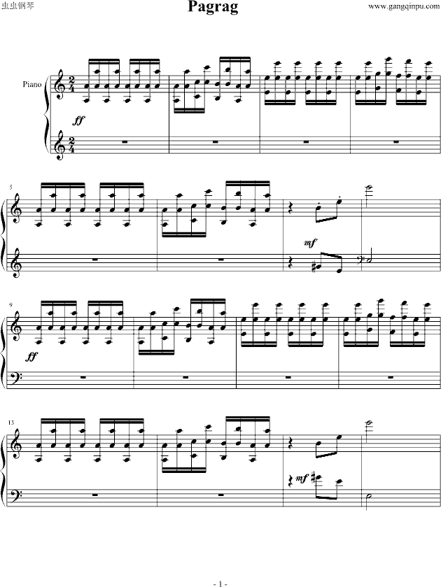 Pagrag钢琴曲谱（图1）