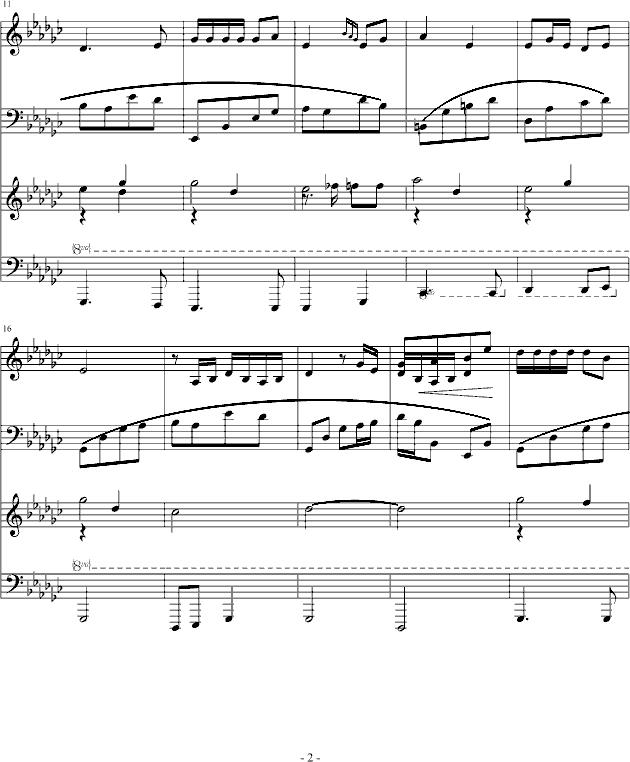 《听风仍是月下荷》古曲版钢琴曲谱（图2）