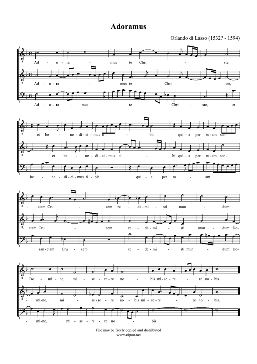 adoramuslasso钢琴曲谱（图1）