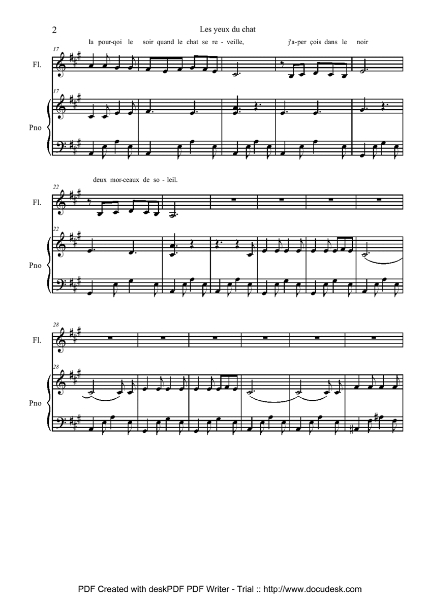 Les-yeux-chat钢琴曲谱（图2）