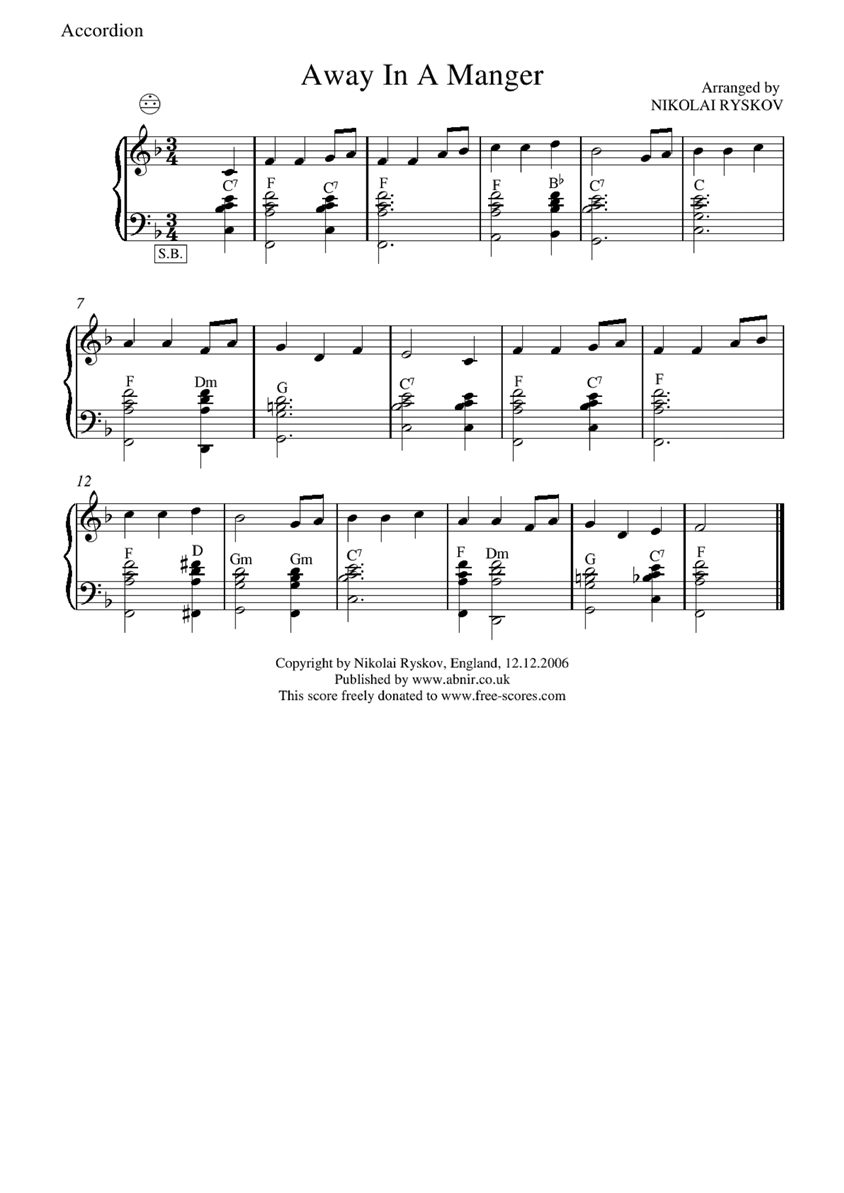 away in a manger钢琴曲谱（图1）