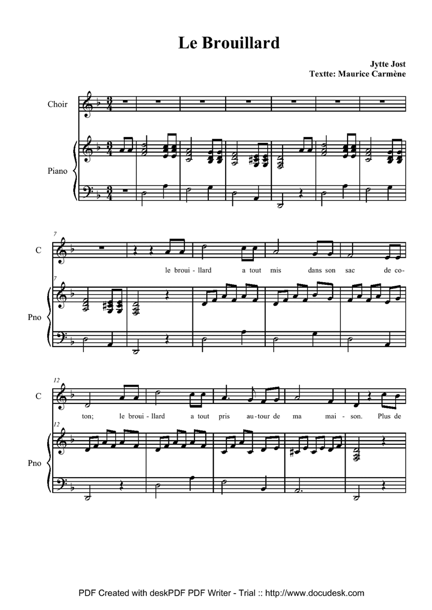 Le brouillard钢琴曲谱（图1）