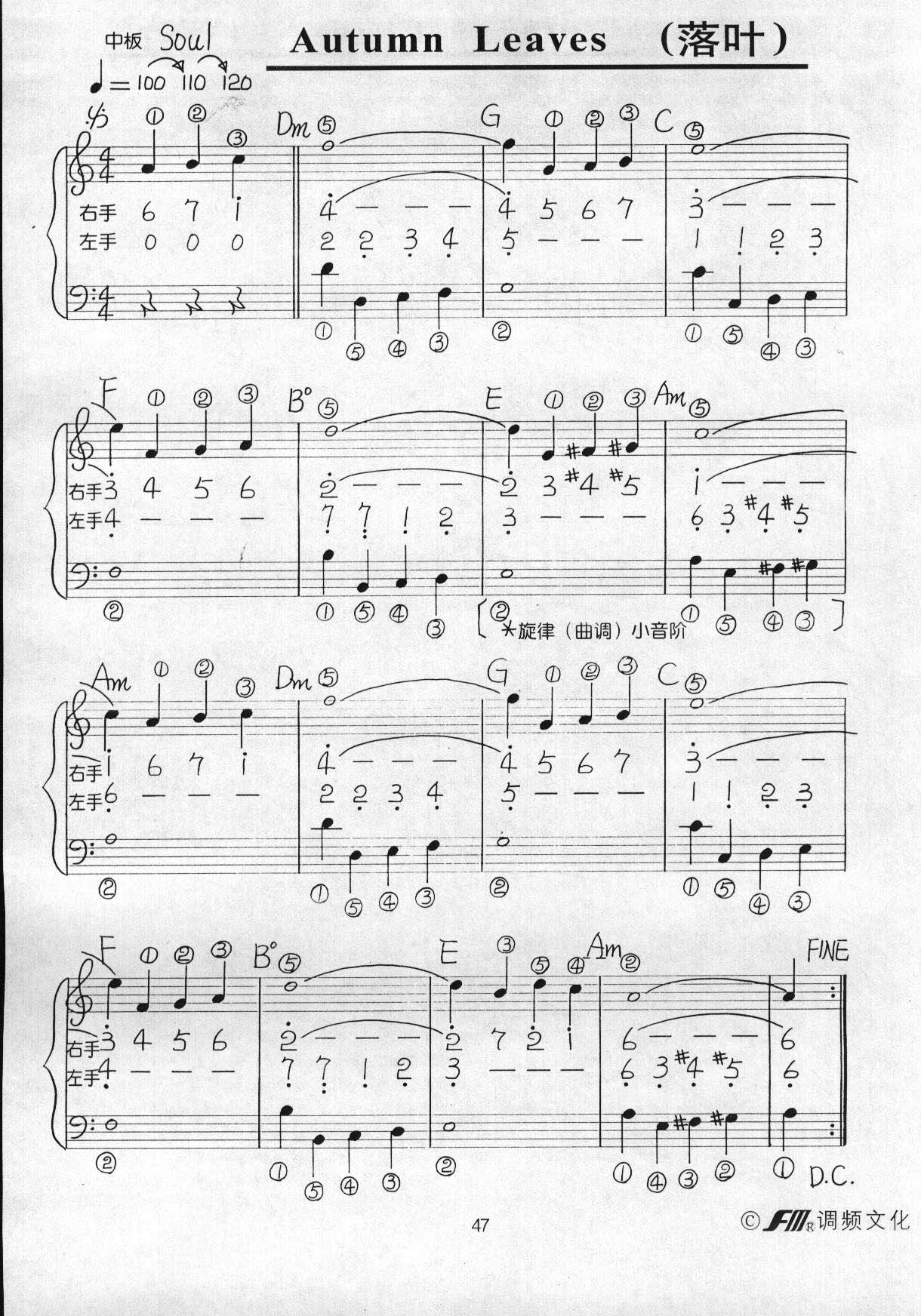 落叶钢琴曲谱（图1）