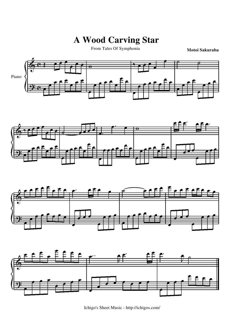 A Wood Carving Star钢琴曲谱（图1）