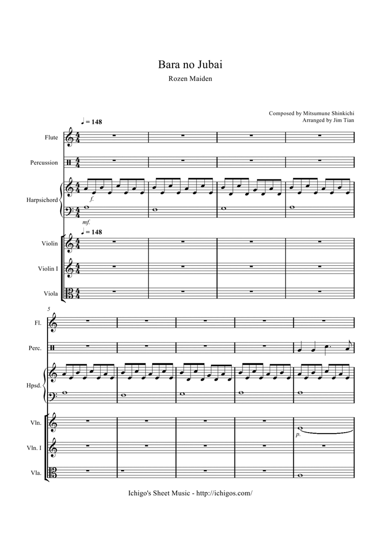 Bara no Jubai钢琴曲谱（图1）