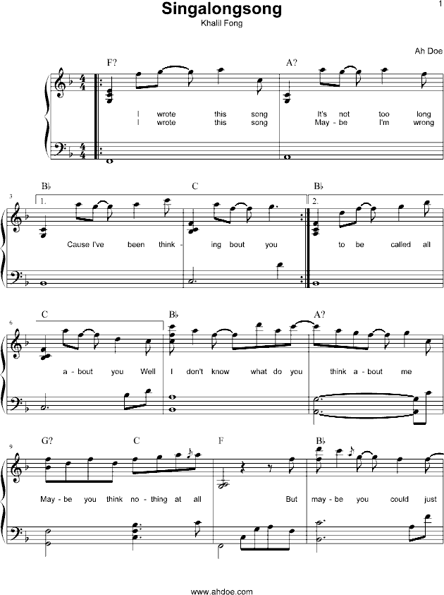 Singalongsong钢琴曲谱（图1）