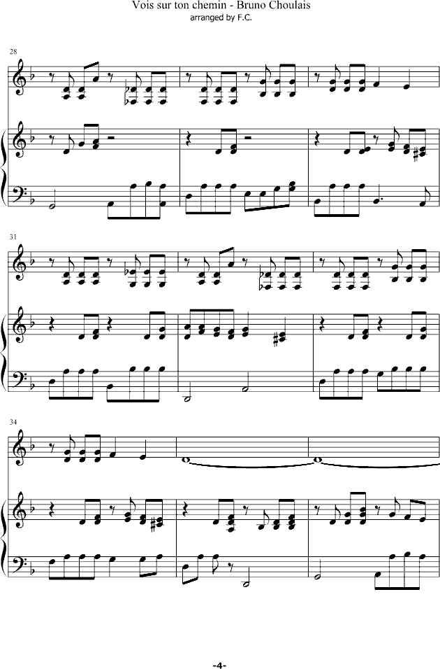 Vois sur ton chemin 眺望你的路钢琴曲谱（图4）