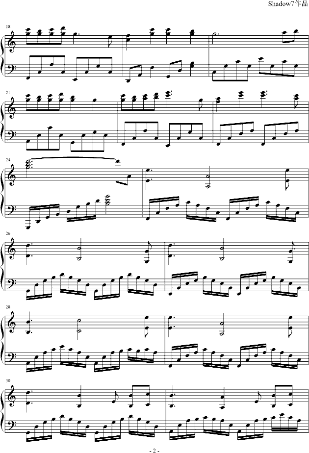 逝去的旋律钢琴曲谱（图2）