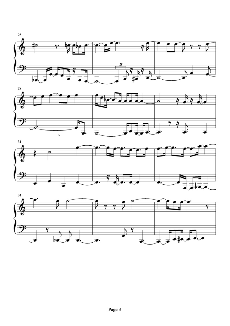 想见你钢琴曲谱（图3）