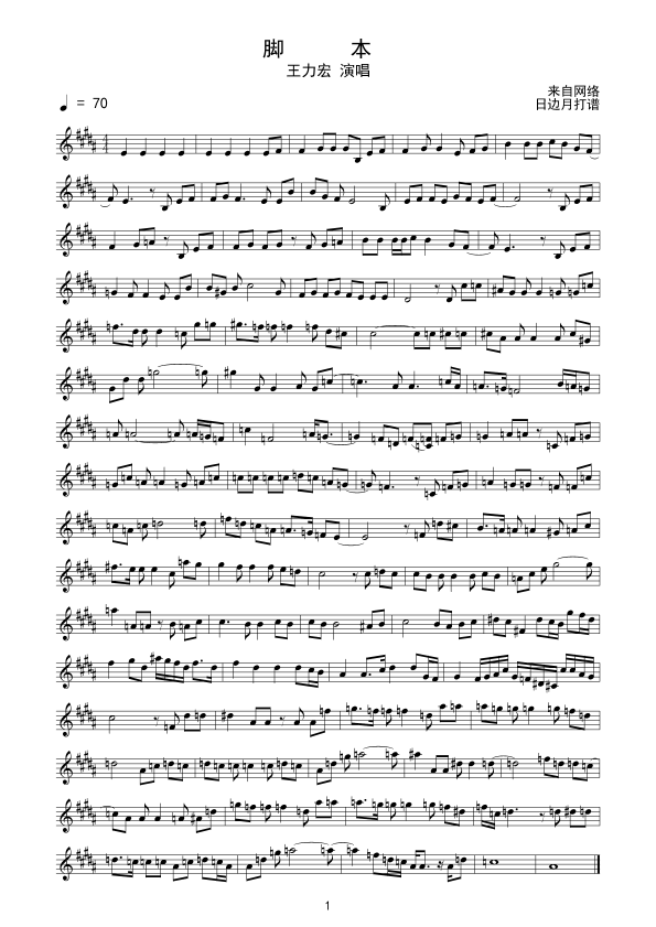 脚本钢琴曲谱（图1）