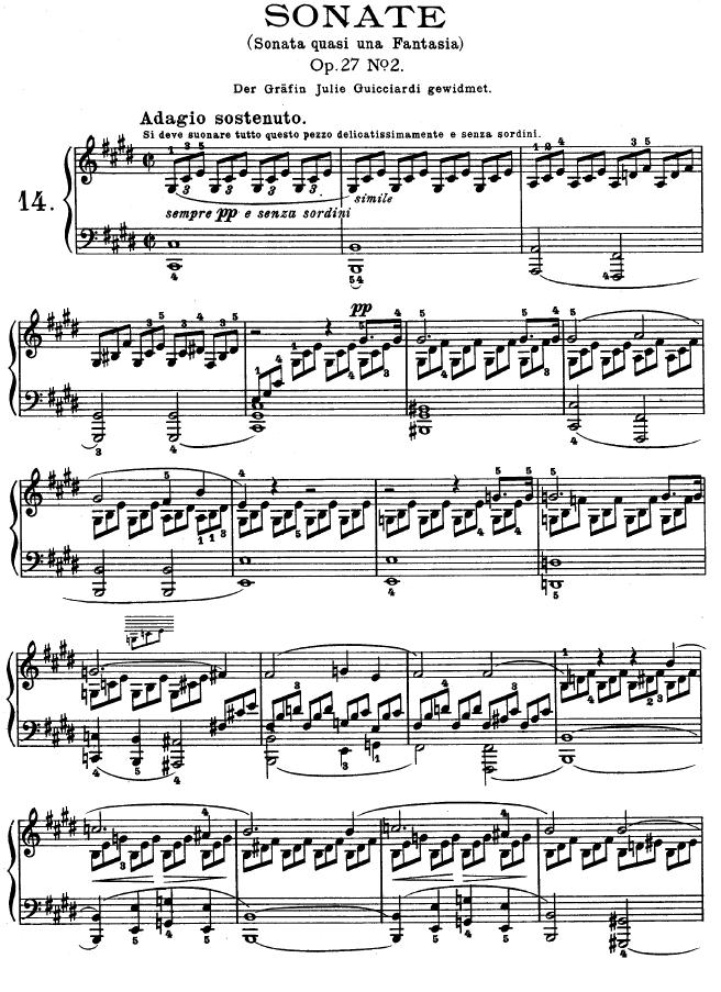月光曲（Op.27 No.2）钢琴曲谱（图1）