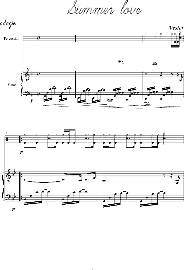 Summer love钢琴曲谱（图1）