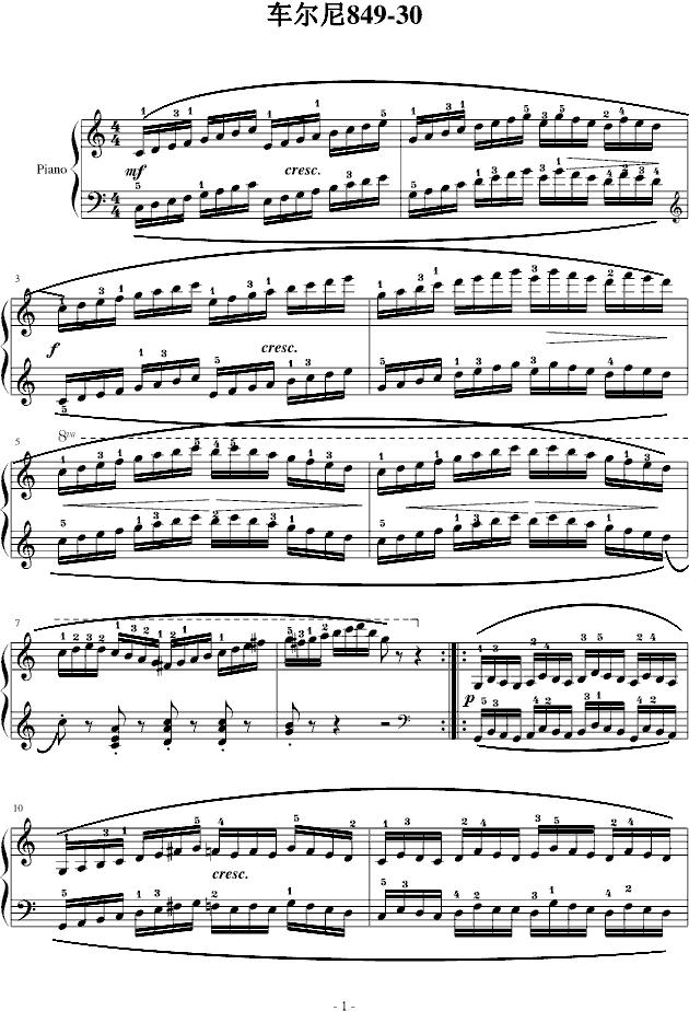车尔尼Op849 No.30钢琴曲谱（图1）