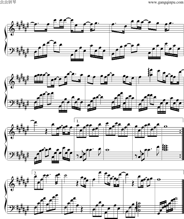 爱笑的眼睛钢琴曲谱（图3）