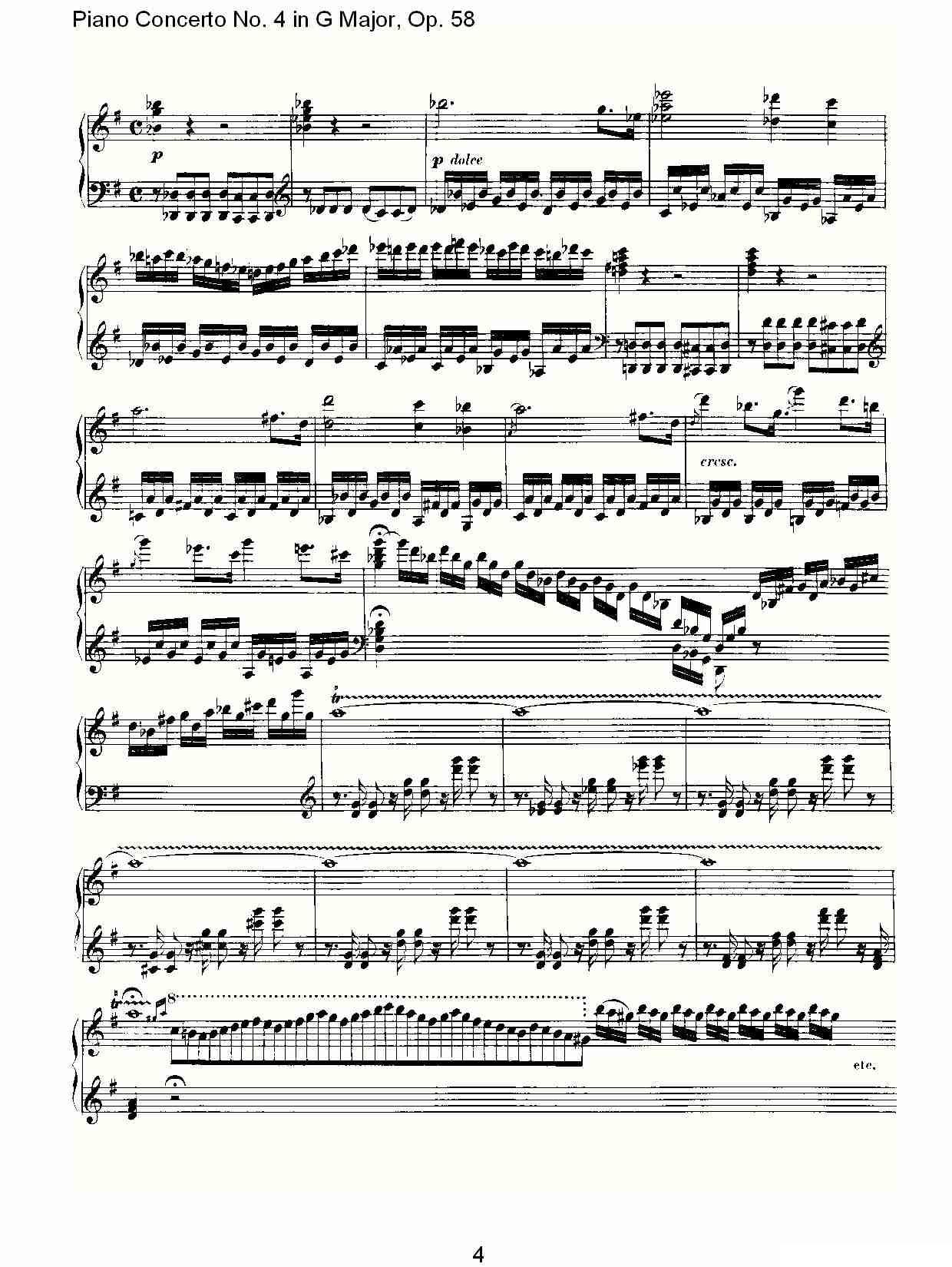 Ｇ大调钢琴第四协奏曲 Op.58 华彩乐章钢琴曲谱（图4）