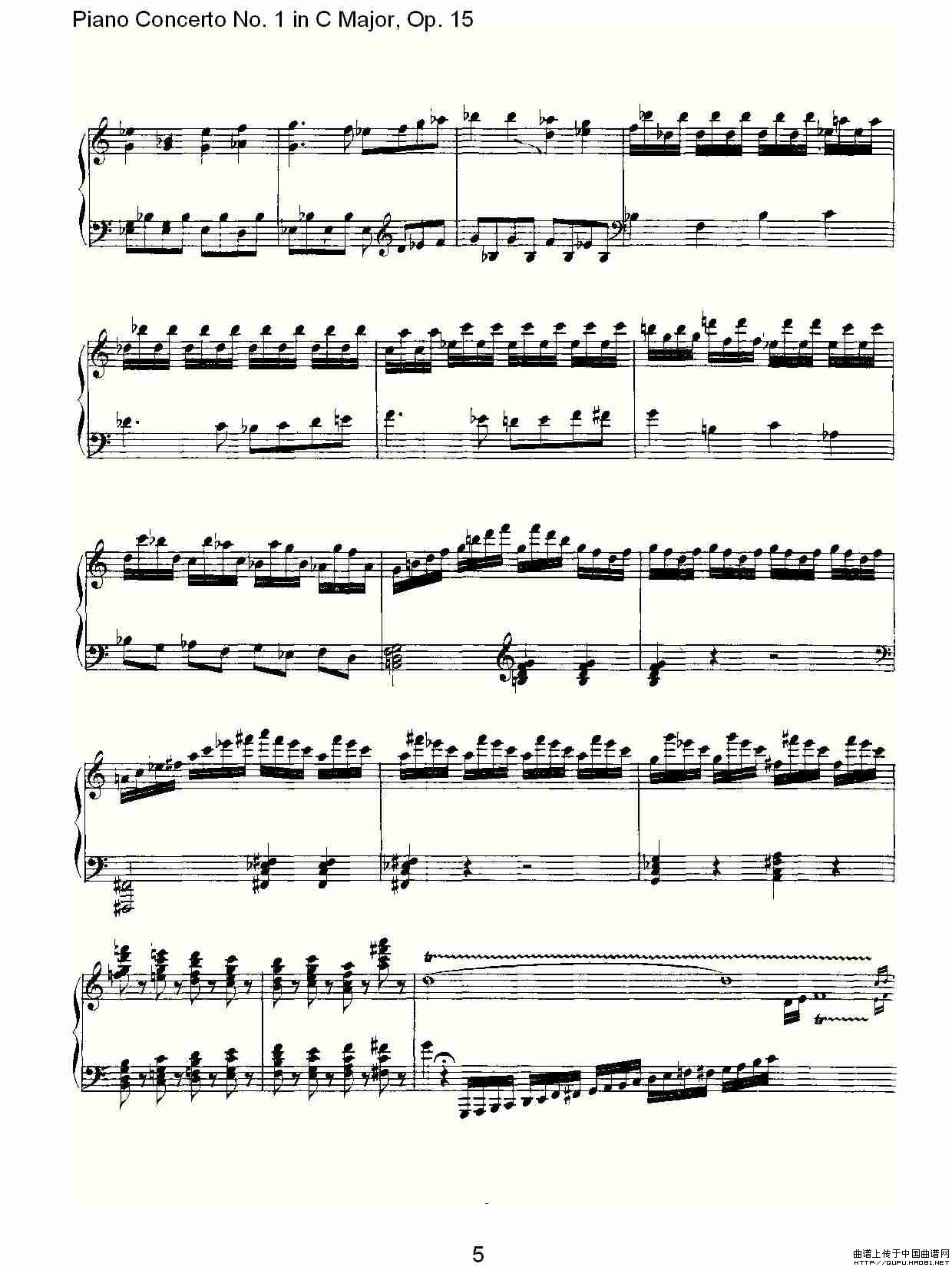 C大调钢琴第一协奏曲 Op.15 华彩乐段钢琴曲谱（图3）