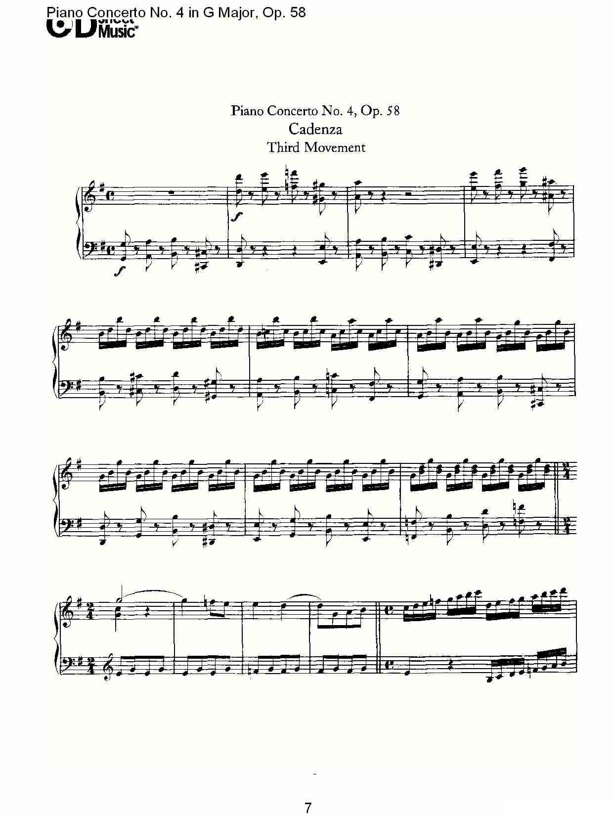 Ｇ大调钢琴第四协奏曲 Op.58 华彩乐章钢琴曲谱（图7）