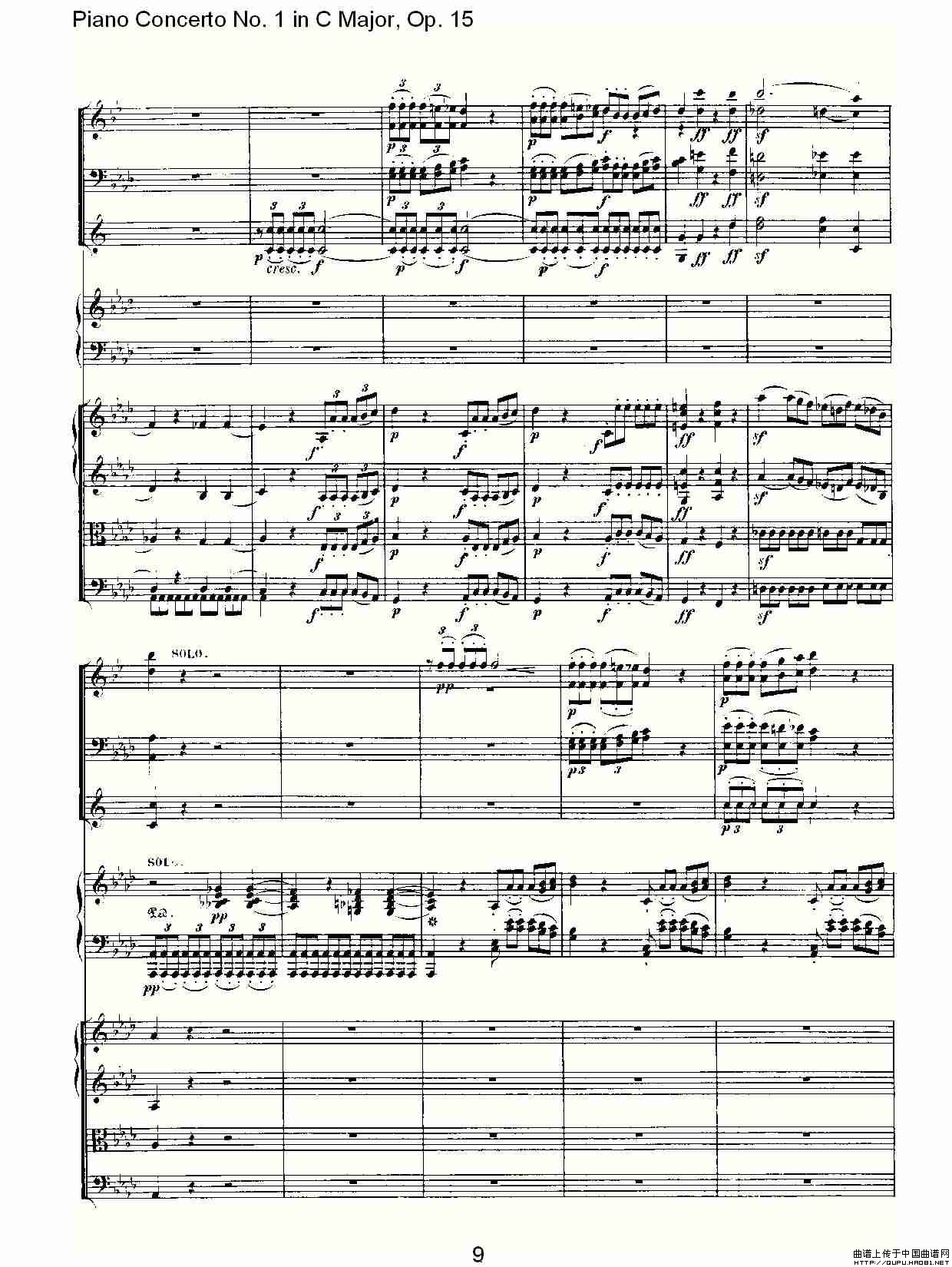 C大调钢琴第一协奏曲 Op.15 第二乐章钢琴曲谱（图5）