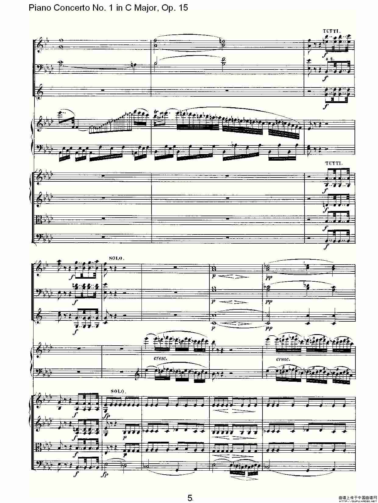 C大调钢琴第一协奏曲 Op.15 第二乐章钢琴曲谱（图3）