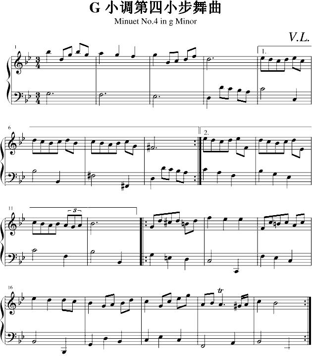 G小调第四小步舞曲.钢琴曲谱（图1）