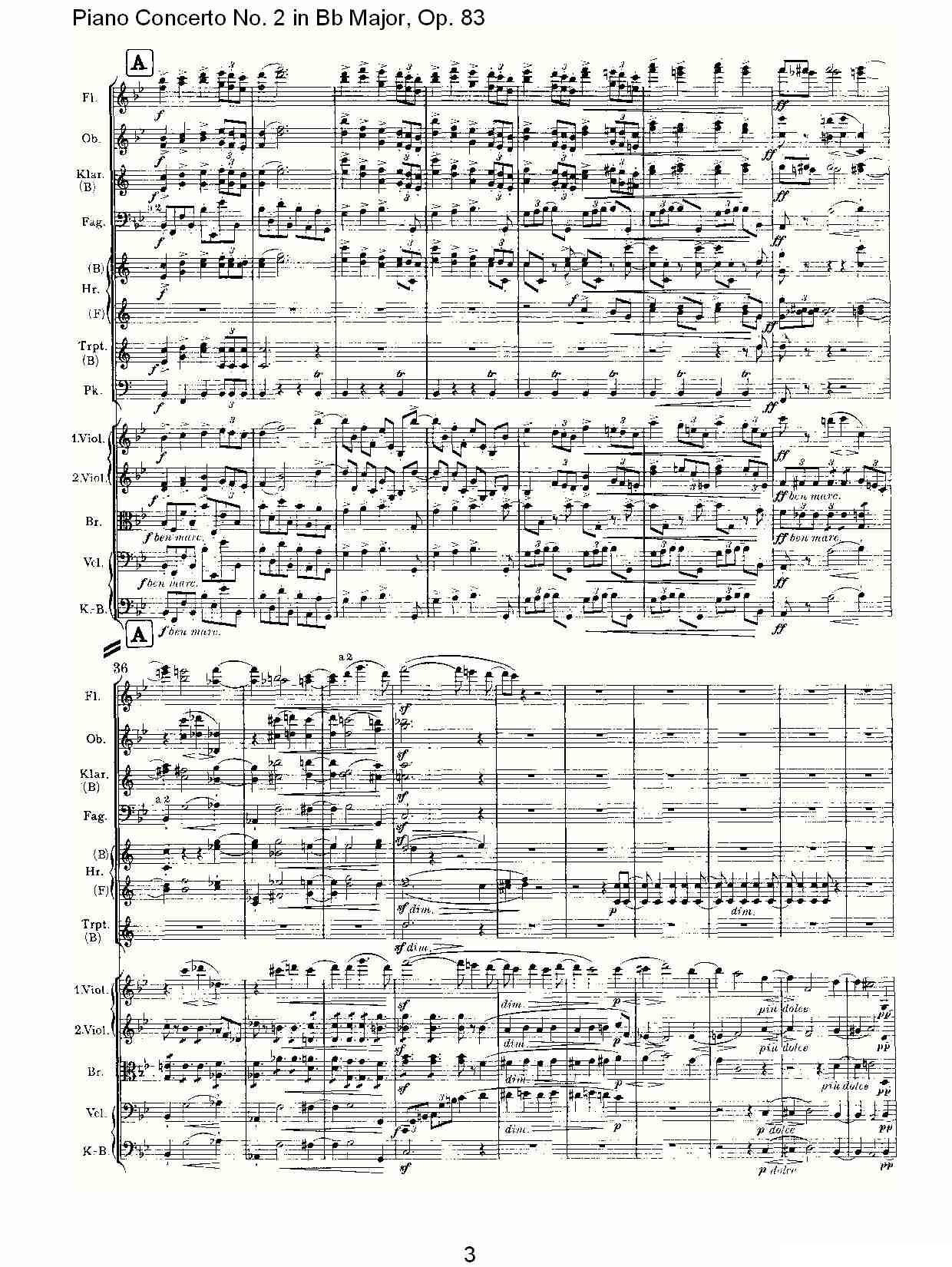 Bb大调钢琴第二协奏曲, Op.83第一乐章（一）钢琴曲谱（图3）