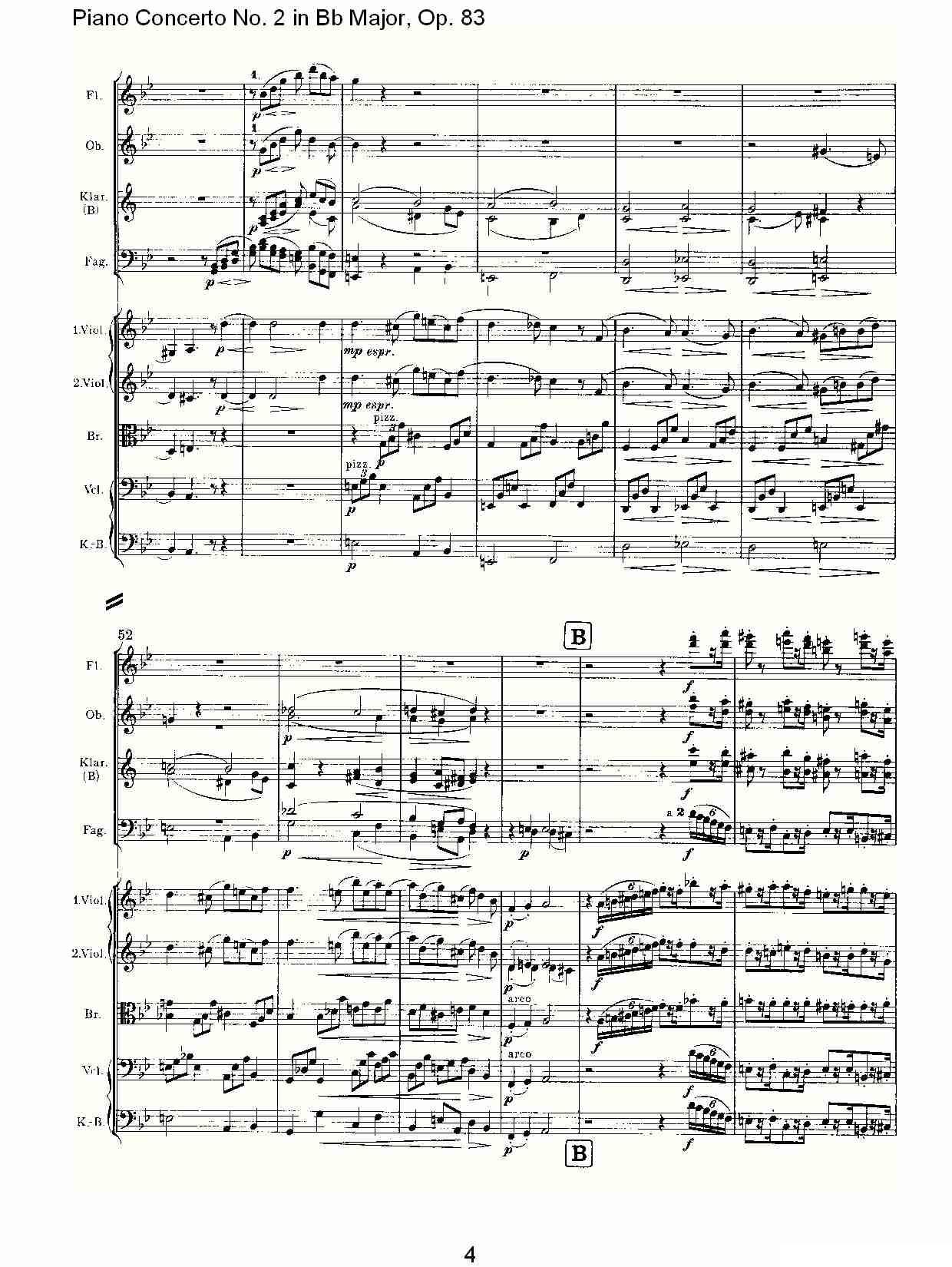 Bb大调钢琴第二协奏曲, Op.83第一乐章（一）钢琴曲谱（图4）