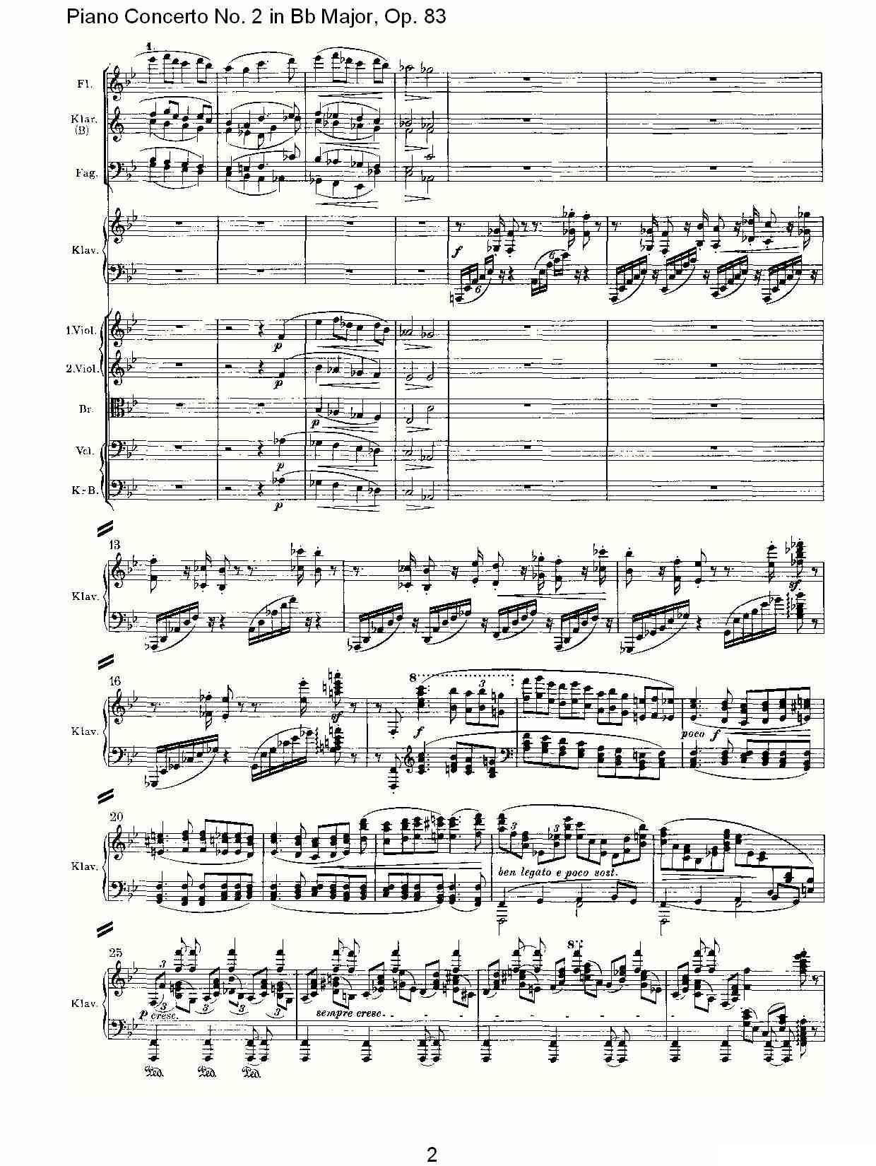 Bb大调钢琴第二协奏曲, Op.83第一乐章（一）钢琴曲谱（图2）