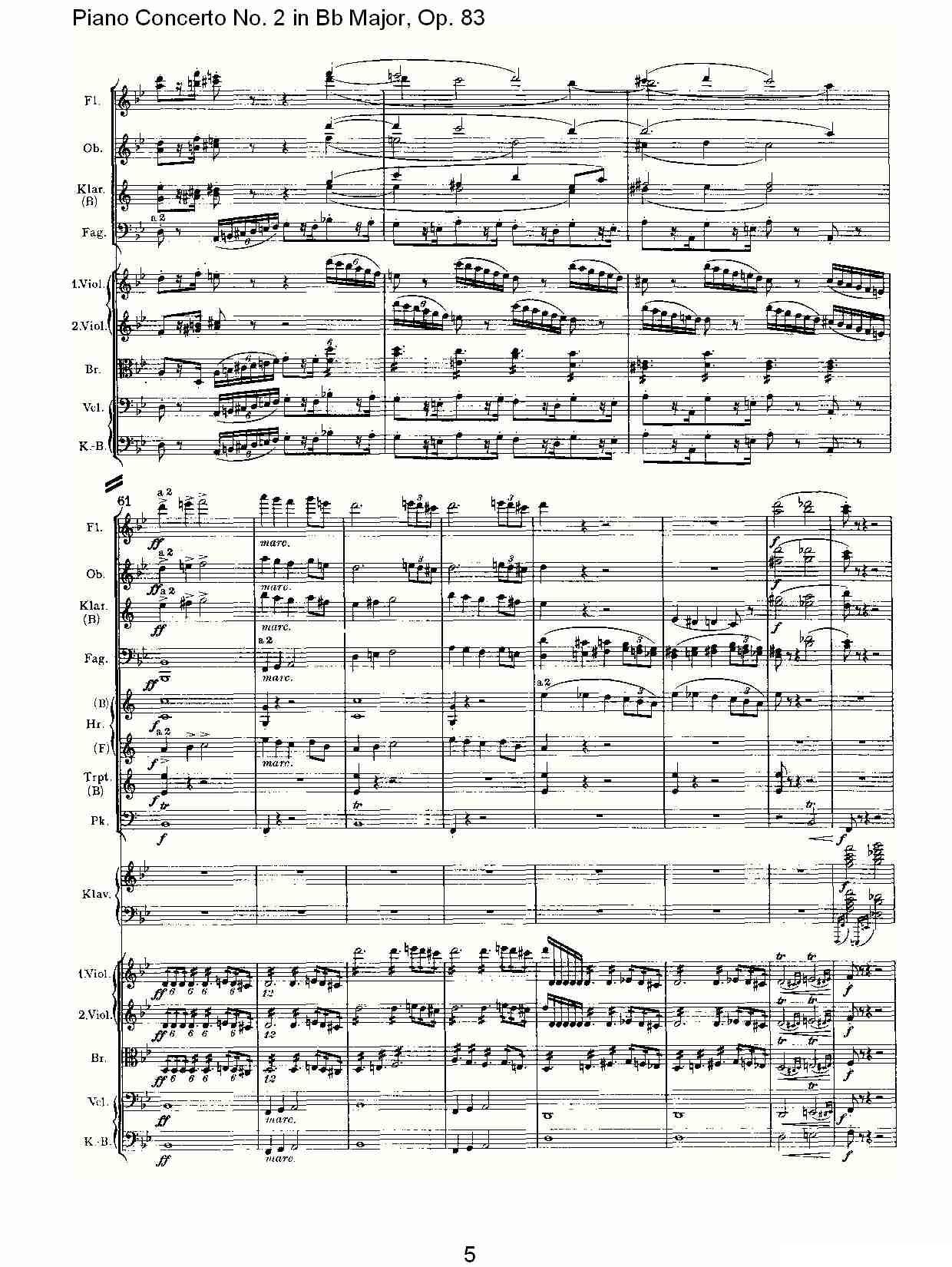 Bb大调钢琴第二协奏曲, Op.83第一乐章（一）钢琴曲谱（图5）