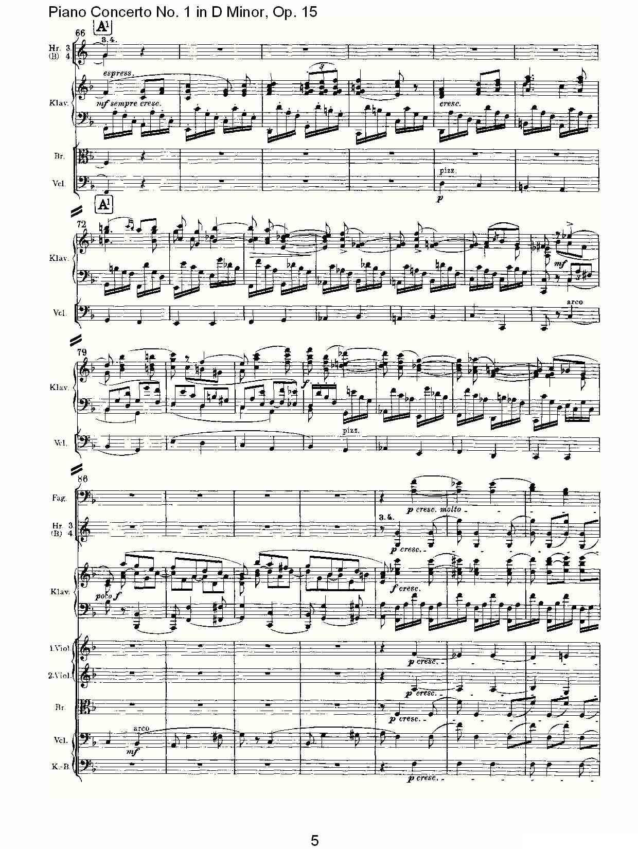 D小调钢琴第一协奏曲, Op.15第三乐章（一）钢琴曲谱（图5）
