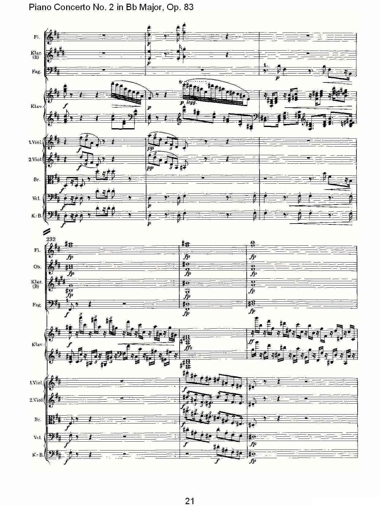 Bb大调钢琴第二协奏曲, Op.83第一乐章（一）钢琴曲谱（图22）