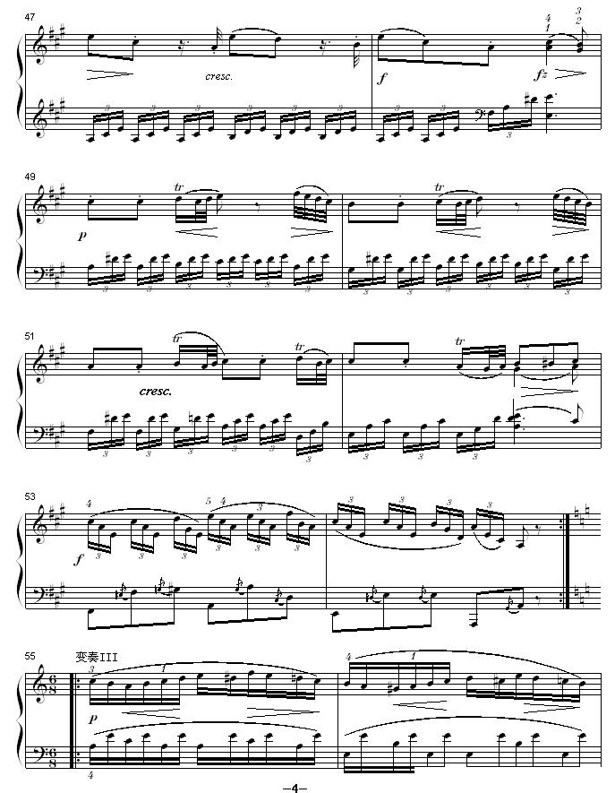 A大调钢琴奏鸣曲钢琴曲谱（图4）