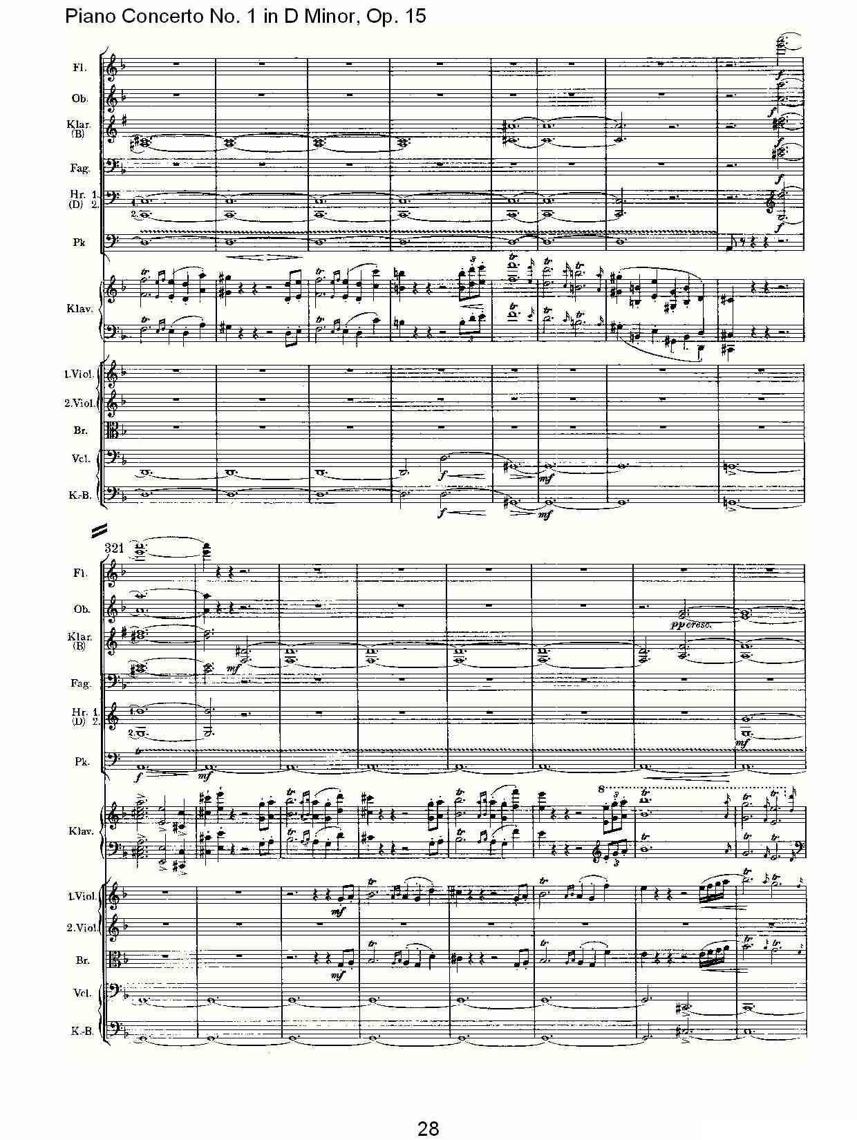 D小调钢琴第一协奏曲, Op.15第一乐章（一）钢琴曲谱（图28）