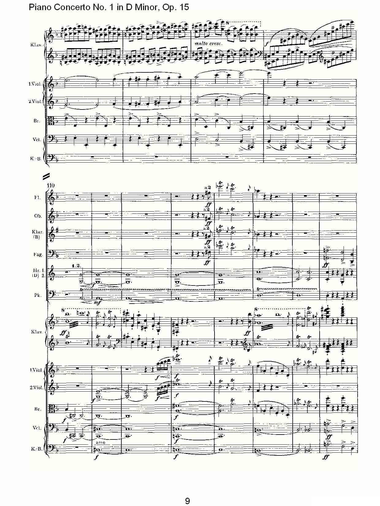 D小调钢琴第一协奏曲, Op.15第一乐章（一）钢琴曲谱（图9）