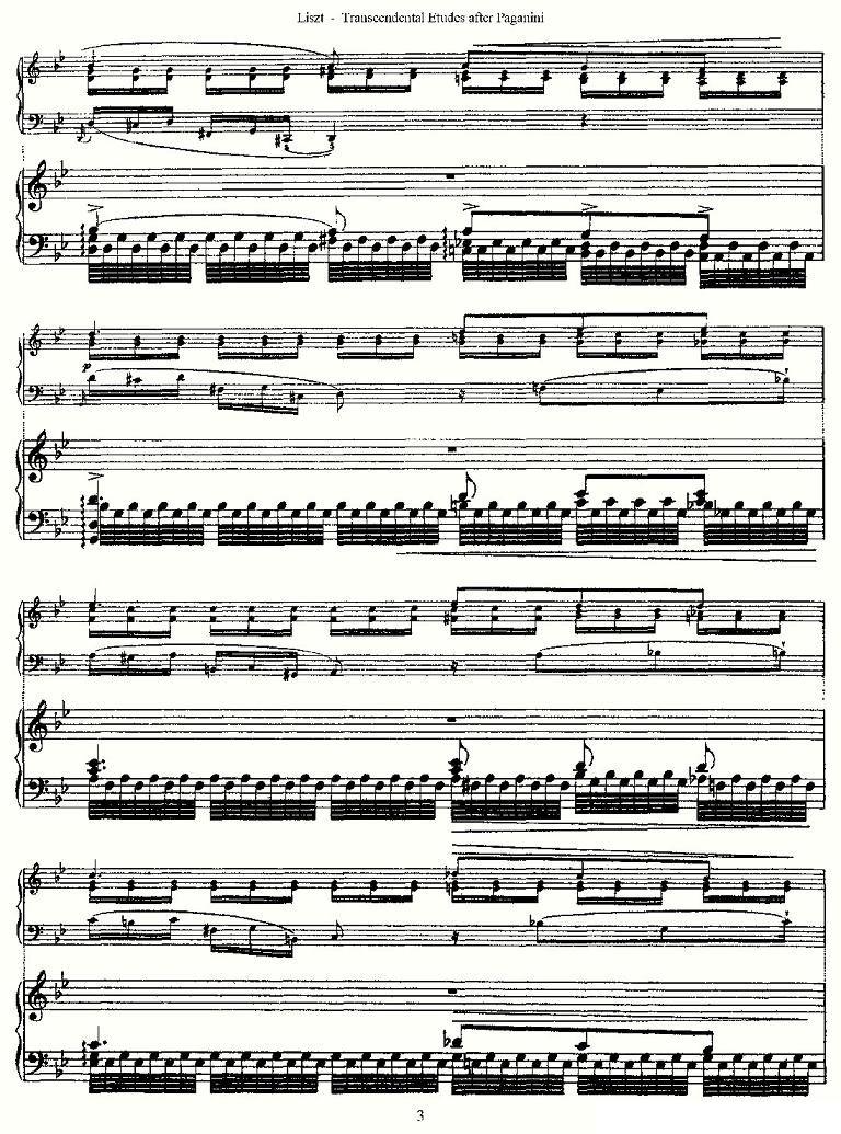 李斯特六首帕格尼尼练习曲之（一）钢琴曲谱（图3）