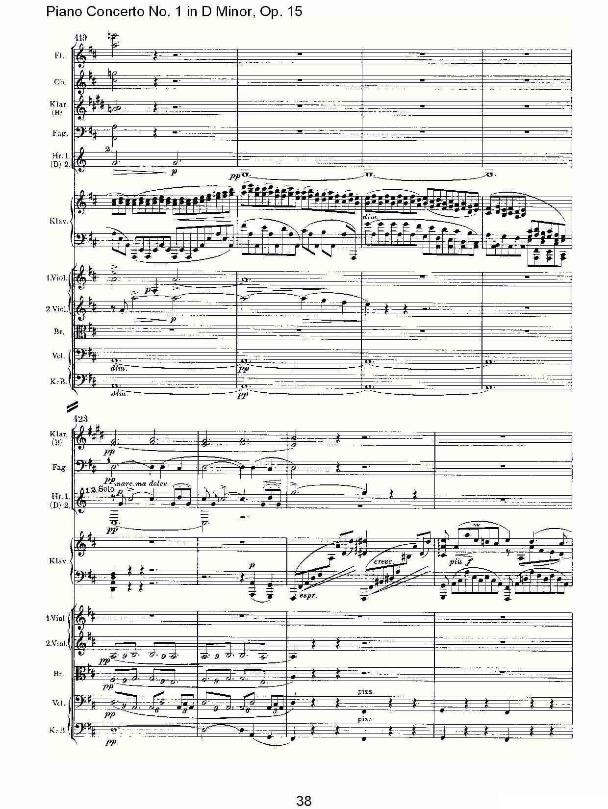 D小调钢琴第一协奏曲, Op.15第一乐章（二）钢琴曲谱（图8）