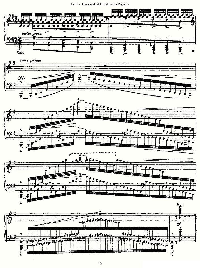 李斯特六首帕格尼尼练习曲之（一）钢琴曲谱（图12）