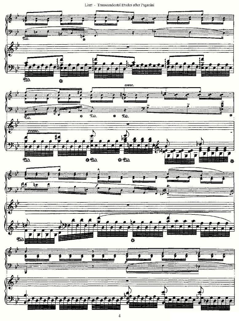 李斯特六首帕格尼尼练习曲之（一）钢琴曲谱（图4）