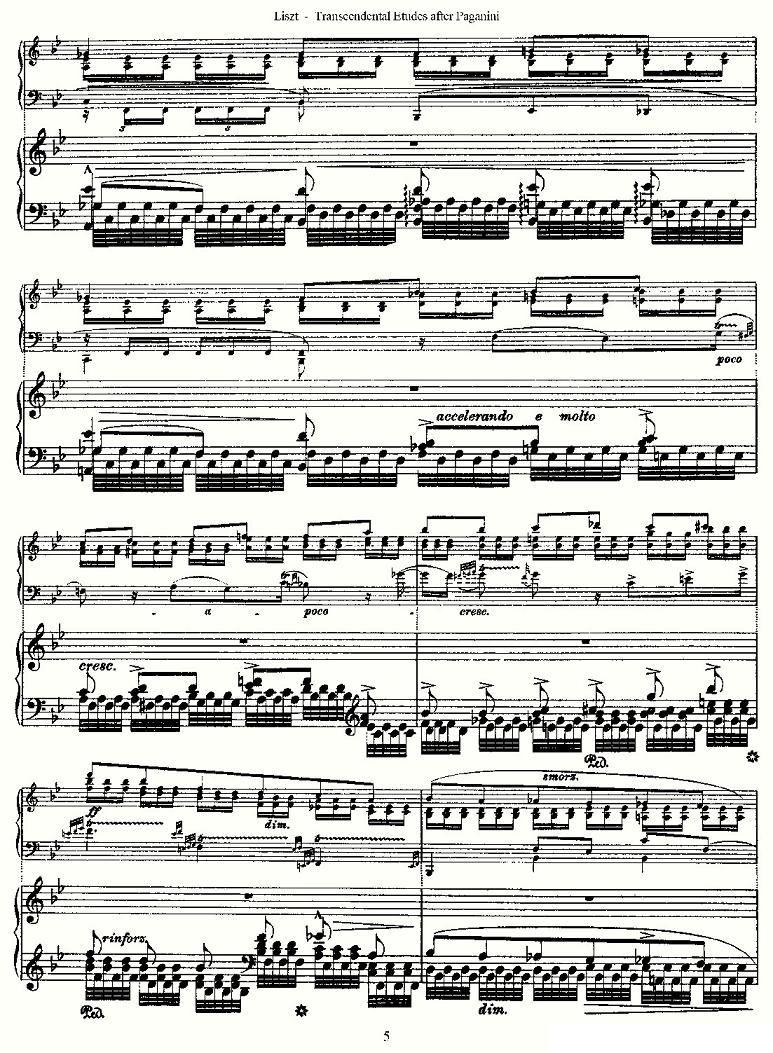 李斯特六首帕格尼尼练习曲之（一）钢琴曲谱（图5）