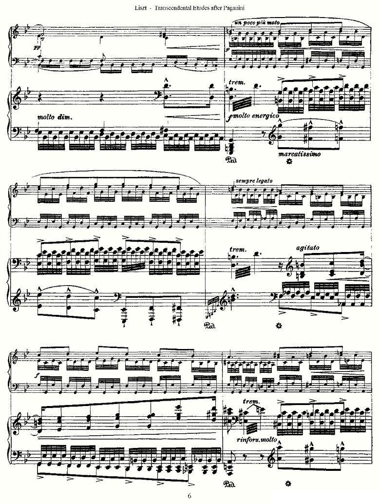 李斯特六首帕格尼尼练习曲之（一）钢琴曲谱（图6）