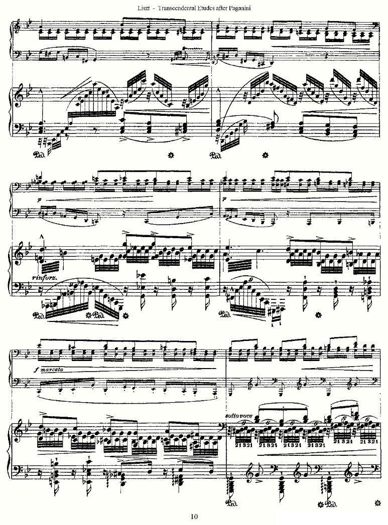 李斯特六首帕格尼尼练习曲之（一）钢琴曲谱（图10）