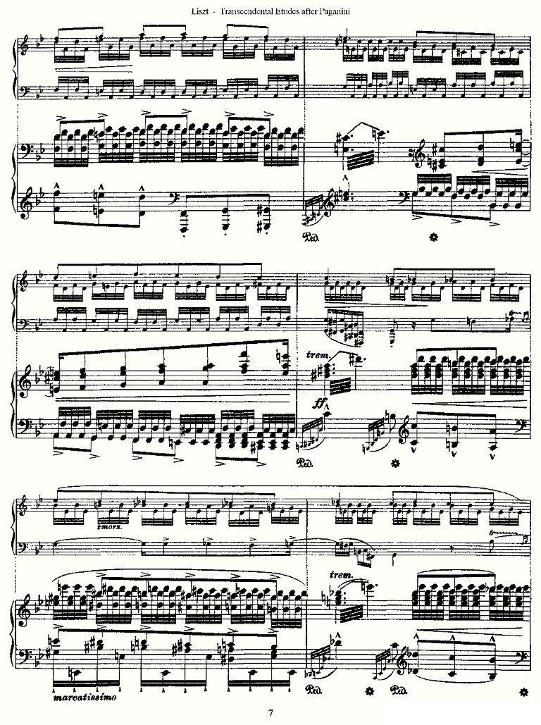 李斯特六首帕格尼尼练习曲之（一）钢琴曲谱（图7）