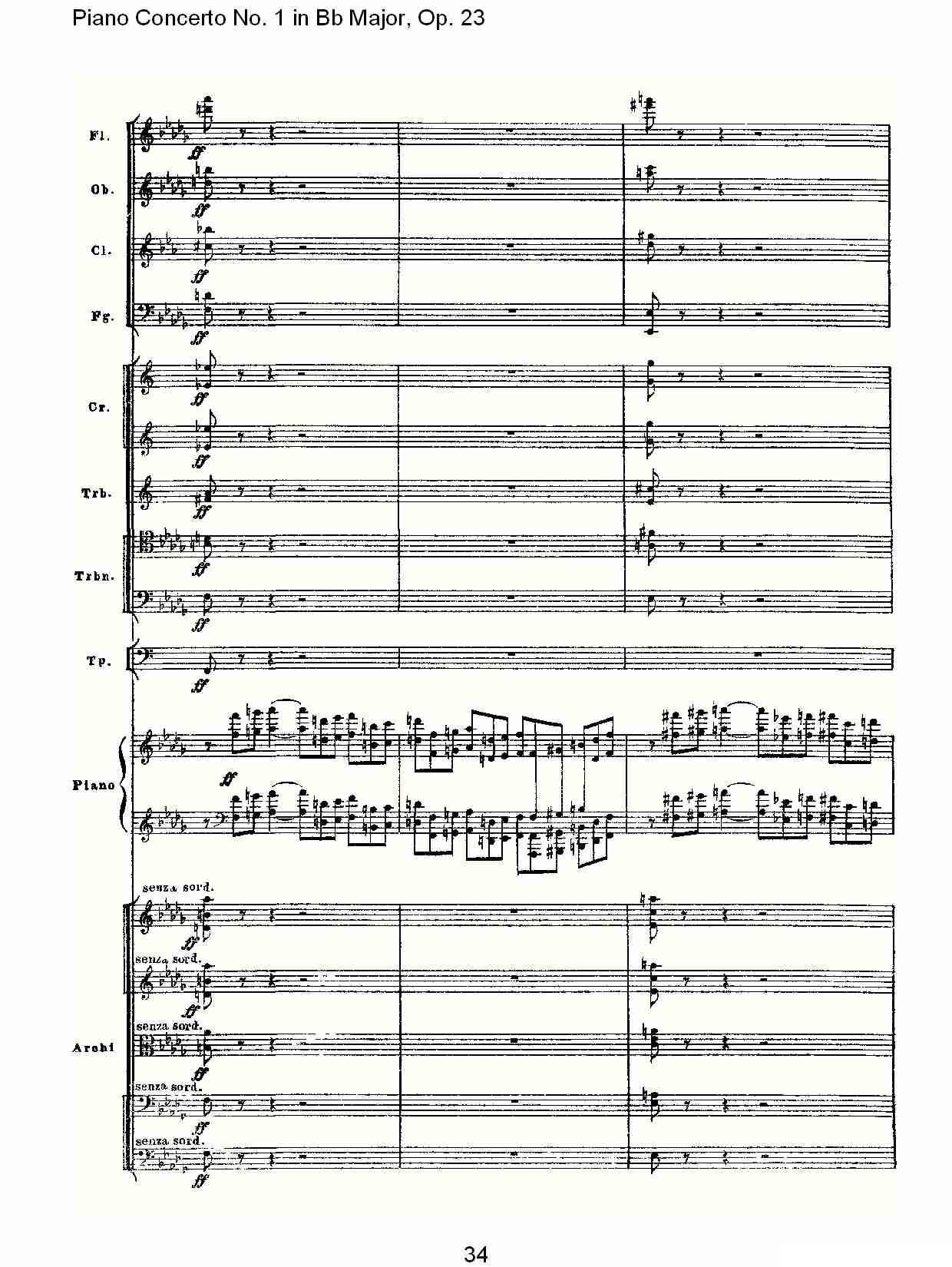 Bb大调第一钢琴协奏曲,Op.23第一乐章第一部（一）钢琴曲谱（图34）