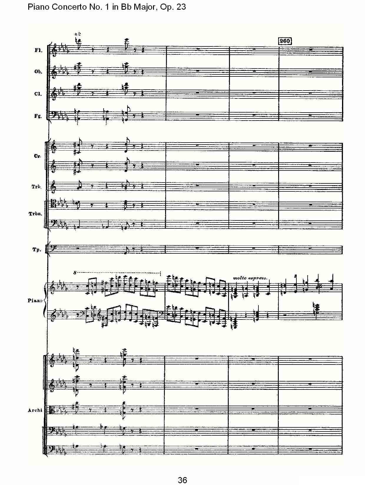 Bb大调第一钢琴协奏曲,Op.23第一乐章第一部（二）钢琴曲谱（图1）