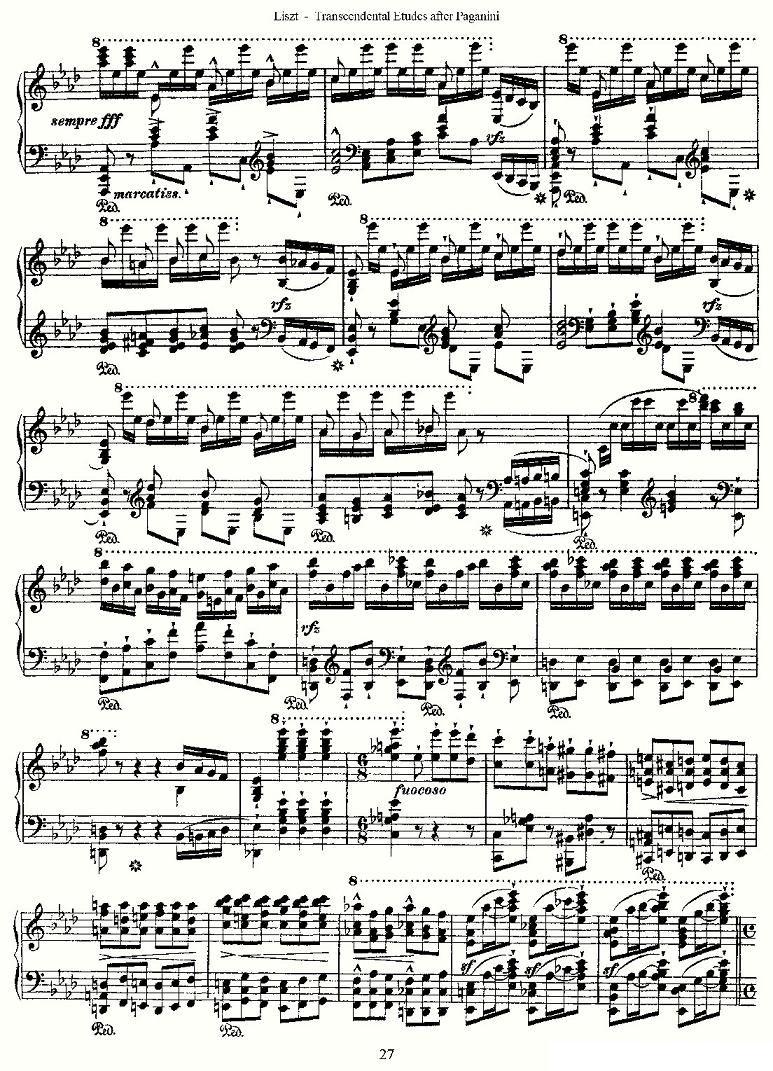 李斯特六首帕格尼尼练习曲之（三）钢琴曲谱（图7）