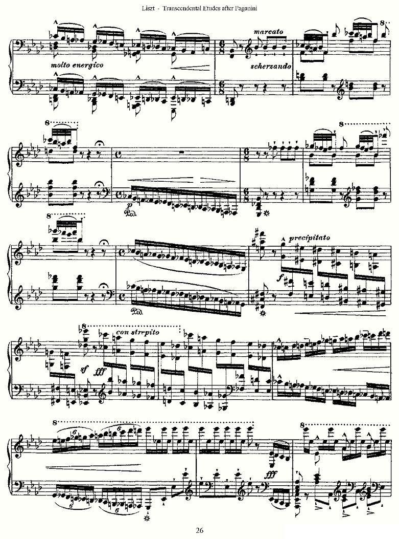 李斯特六首帕格尼尼练习曲之（三）钢琴曲谱（图6）